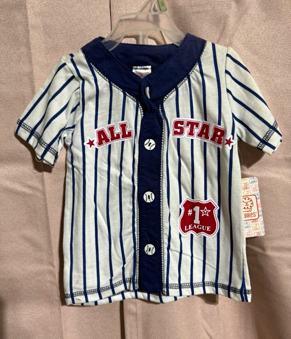 Swiggles Baseball Stripe Romper One-Piece Short Sleeve 12 Months
